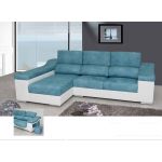 Sofá Crispalmóvel Chaise Lounge Tecido Azul Palma 280 x 170 x 100 cm