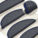 Tapete/carpete para Degraus 15 Peças 56x17x3 cm Cinza-escuro/azul - 322364