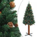 Árvore de Natal Fina Madeira e Pinhas Genuínas 210 cm Pvc Verde - 320959