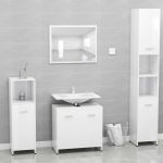 Conjunto Móveis Casa de Banho Contraplacado Branco Brilhante - 802585