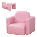Homcom Conjunto 2 em 1 Poltrona Infantil Multifuncional Conversível em Cadeira e Mesa para Crianças Acima de 3 Anos 33x35x41 cm Rosa