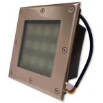 Projector led Quadrado Inox para Encastrar IP67 220V Ac 12W Branco F. 6000K - MEDEL83307