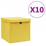 Caixas de Arrumação com Tampas 10 Peças 28x28x28 cm Amarelo - 325226