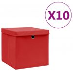 Caixas de Arrumação com Tampas 10 Peças 28x28x28 cm Vermelho - 325222