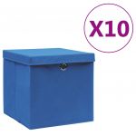 Caixas de Arrumação com Tampas 10 Peças 28x28x28 cm Azul - 325198