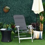 Outsunny Cadeira de Jardim Dobrável em Alumínio com Encosto Alto Ajustável Acolchoado, 75x61,5x114,5cm, Cinza - 84B-566CG