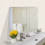 Móvel de WC Homcom Armário de Banheiro com Espelho de Parede Gabinete 2 Portas com 3 Prateleiras Internas Estilo Moderno para Quarto Sala 80x15x60 cm Branco