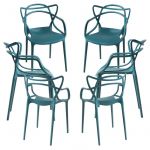 Conjunto 6 Cadeiras Korme Kid (infantil) Verde-azulado