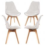 Conjunto 4 Cadeiras Synk Transparentes Assento Branco