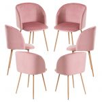 Conjunto 6 Cadeiras Velt Veludo Rosa