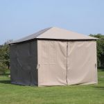 Outsunny Gazebo Impermeável c/ Parede Lateral Aço de 4x3x2.64m