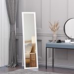 Homcom Espelho de Pé de Corpo Inteiro Retangular Espelho de Parede com 2 Formas de Uso para Dormitórios Sala de Estar Corredor 37x48x152cm Branco