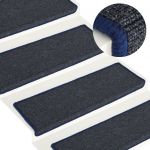 Tapete Tapete/carpete para Degraus 15 Peças 65x25 cm Cinzento e Azul - 326195
