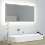 Espelho de Casa de Banho LED 90x8,5x37cm Contraplacado Castanho - 804935