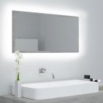 Espelho Casa de Banho LED 90x8,5x37cm Contraplacado Cinza Cimento - 804936