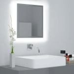 Móvel de WC Espelho LED 40x8,5x37cm Contraplacado Cinza Brilhante - 804915