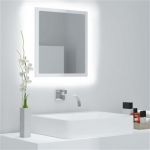 Móvel de WC Espelho LED 40x8,5x37cm Contraplacado Branco Brilhante - 804913