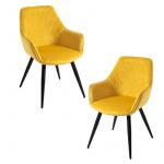 Conjunto 2 Cadeiras Kres Veludo Amarelo
