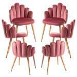 Conjunto 6 Cadeiras Hand Veludo Rosa