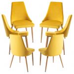 Conjunto 6 Cadeiras Stoik Wood Amarelo