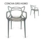 Impt-Home-Design Conjunto de 4 Cadeiras Concha Cinzento Humo 82,5 cm (Altura) 51,5 cm (Largura) 57 cm (Fundo) Cinzento Humo