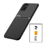 Kit Capa Magnetic Lux + Magentic Wallet Orange + 5D Full Cover + Película de Câmara Traseira + Suporte Magnético de Carro para Samsung Galaxy M52 5G
