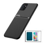 Kit Capa Magnetic Lux + Magentic Wallet Blue + 5D Full Cover para Samsung Galaxy M52 5G
