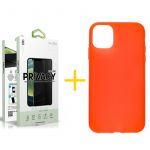 Skyhe Conjunto Skyhe 2x Película de Vidro Anti-spy + Capa para iPhone 13 Pro Max Silicone Liso Red - 8434009701149