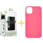 Skyhe Conjunto Skyhe 2x Película de Vidro Anti-spy + Capa para iPhone 13 Pro Max Silicone Liso Pink - 8434009701125