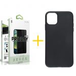 Skyhe Conjunto Skyhe 1x Película de Vidro Anti-spy + Capa para iPhone 13 Pro Max Silicone Liso Black - 8434009701040