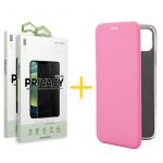 Skyhe Conjunto Skyhe 2x Película de Vidro Anti-spy + Capa para iPhone 13 Pro Max Prm Flip Cover Pink - 8434009700951