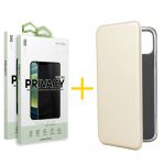 Skyhe Conjunto Skyhe 2x Película de Vidro Anti-spy + Capa para iPhone 13 Pro Max Prm Flip Cover Gold - 8434009700937