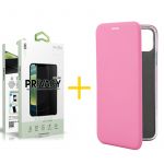 Skyhe Conjunto Skyhe 1x Película de Vidro Anti-spy + Capa para iPhone 13 Pro Max Prm Flip Cover Pink - 8434009700913