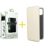 Skyhe Conjunto Skyhe 1x Película de Vidro Anti-spy + Capa para iPhone 13 Pro Max Prm Flip Cover Gold - 8434009700890