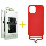 Skyhe Conjunto Skyhe 2x Película de Vidro Anti-spy + Capa para iPhone 13 Pro Max Gel Rope Red - 8434009700739