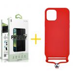 Skyhe Conjunto Skyhe 1x Película de Vidro Anti-spy + Capa para iPhone 13 Pro Max Gel Rope Red - 8434009700685