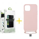 Skyhe Conjunto Skyhe 1x Película de Vidro Anti-spy + Capa para iPhone 13 Pro Max Gel Rope Pink Pastel - 8434009700678