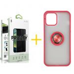Skyhe Conjunto Skyhe 1x Película de Vidro Anti-spy + Capa para iPhone 13 Pro Max Gel Bumper Ring Red - 8434009700593