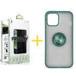 Skyhe Conjunto Skyhe 1x Película de Vidro Anti-spy + Capa para iPhone 13 Pro Max Gel Bumper Ring Green - 8434009700586
