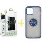 Skyhe Conjunto Skyhe 1x Película de Vidro Anti-spy + Capa para iPhone 13 Pro Max Gel Bumper Ring Blue - 8434009700579
