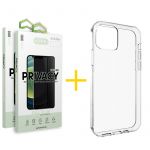 Accetel Conjunto Accetel 2x Película de Vidro Anti-spy + Capa para iPhone 13 Pro Max Silicone Liso Clear - 8434009700456
