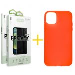 Accetel Conjunto Accetel 2x Película de Vidro Anti-spy + Capa para iPhone 13 Pro Max Silicone Liso Red - 8434009700449