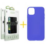 Accetel Conjunto Accetel 2x Película de Vidro Anti-spy + Capa para iPhone 13 Pro Max Silicone Liso Blue - 8434009700432
