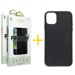 Accetel Conjunto Accetel 2x Película de Vidro Anti-spy + Capa para iPhone 13 Pro Max Silicone Liso Black - 8434009700401