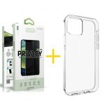 Accetel Conjunto Accetel 1x Película de Vidro Anti-spy + Capa para iPhone 13 Pro Max Silicone Liso Clear - 8434009700395