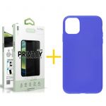 Accetel Conjunto Accetel 1x Película de Vidro Anti-spy + Capa para iPhone 13 Pro Max Silicone Liso Blue - 8434009700371
