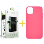 Accetel Conjunto Accetel 1x Película de Vidro Anti-spy + Capa para iPhone 13 Pro Max Silicone Liso Pink - 8434009700364