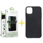 Accetel Conjunto Accetel 1x Película de Vidro Anti-spy + Capa para iPhone 13 Pro Max Silicone Liso Black - 8434009700340