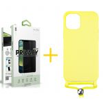 Skyhe Conjunto Skyhe 1x Película de Vidro Anti-spy + Capa para iPhone 13 Pro Gel Rope Yellow - 8434009699194