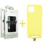 Accetel Conjunto Accetel 2x Película de Vidro Anti-spy + Capa para iPhone 13 Pro Gel Rope Yellow - 8434009698548